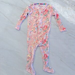 Magnetic Me - pink floral magnetic footie - 9-12 months